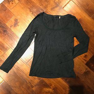 ELIE TAHARI Dark Blue Green Long Sleeve Scoop Neck